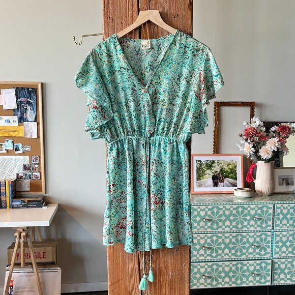 Beautiful boho style patterned, silk dress - Picture 1 of 4